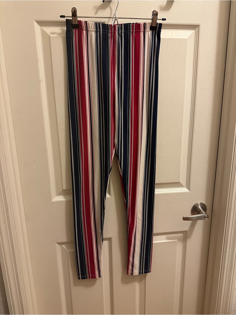 Striped Red, Navy & White Women's Leggings